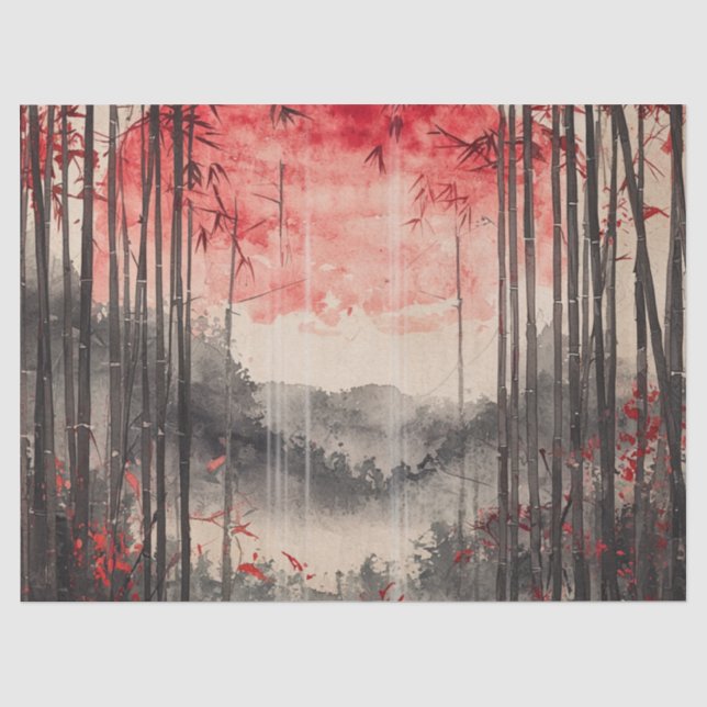 Papel De Seda Sakura Lua de Sangue Tinta Lavada (1) (Frente )