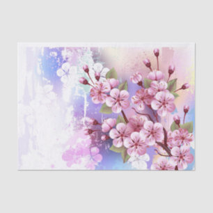 Papel De Seda Sakura rosa no fundo da pintura