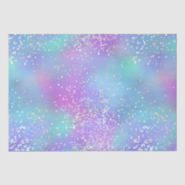 Papel De Seda Salpicos de tinta holográfica iridescente roxa e a