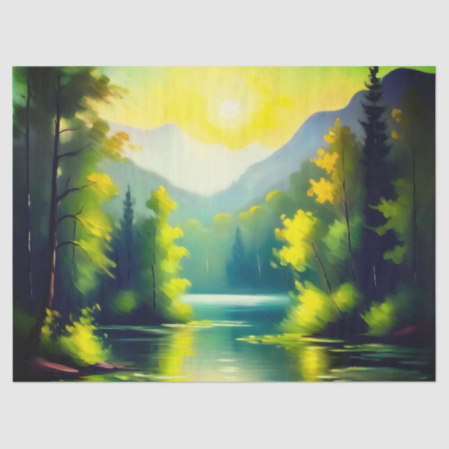 Papel De Seda Salto sobre neve cobriu montanhas e lago (Frente )