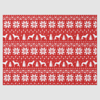 Papel De Seda Saluki Silhouettes Padrão de Natal Vermelho