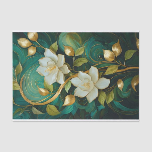 Papel De Seda Sangue de Gardenia, Tropical Formal Branca (Frente )