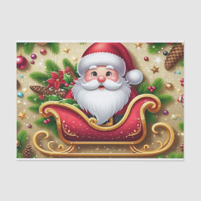 Papel De Seda Santa Claus Andando Um Luz Vermelho Decorativo (Frente )