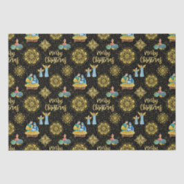 Papel De Seda Santa Noite Natividade Mary Joseph Jesus Ouro Star