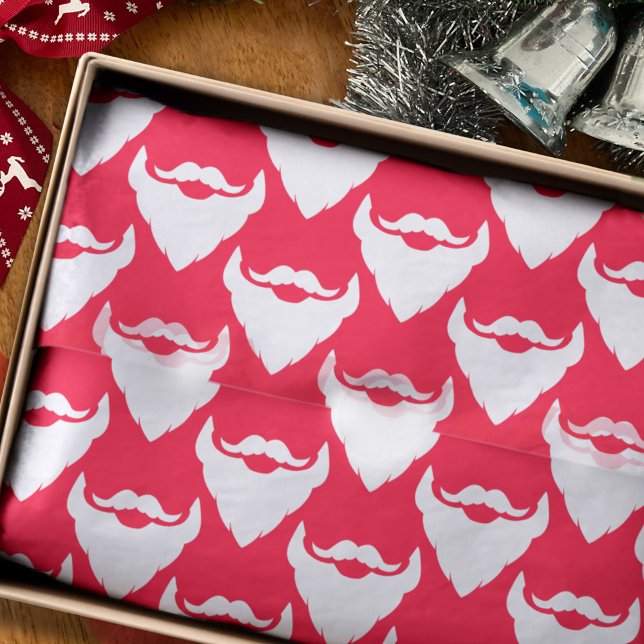 Papel De Seda Santa's beards patterned red white Christmas (Criador carregado)