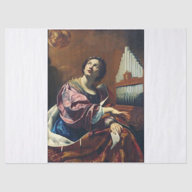 Papel De Seda Santo Cecilia por Simon Vouet (Frente )