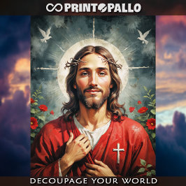 Papel De Seda Santo Jesus Cristo de flores