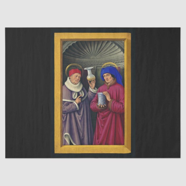 Papel De Seda Santos Cosmas e Damian por Jean Bourdichon (Frente )