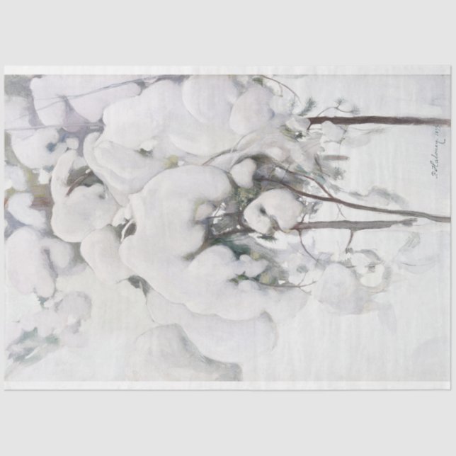 Papel De Seda Saplings (por Pekka Halonen) de pinheiro coberto p (Frente )