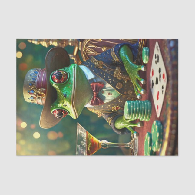 Papel De Seda Sapo chefe, Sapo tocando cartões (Frente )