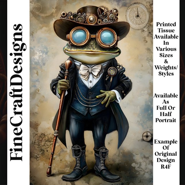Papel De Seda Sapo Chic Antropomórfico Steampunk R4F Decoupage (Criador carregado)