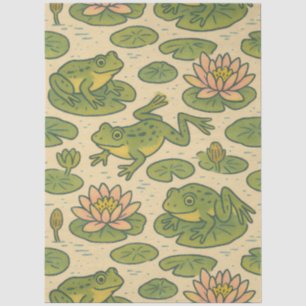 Papel De Seda Sapo e folhas de lírio Nenúfares Rãs