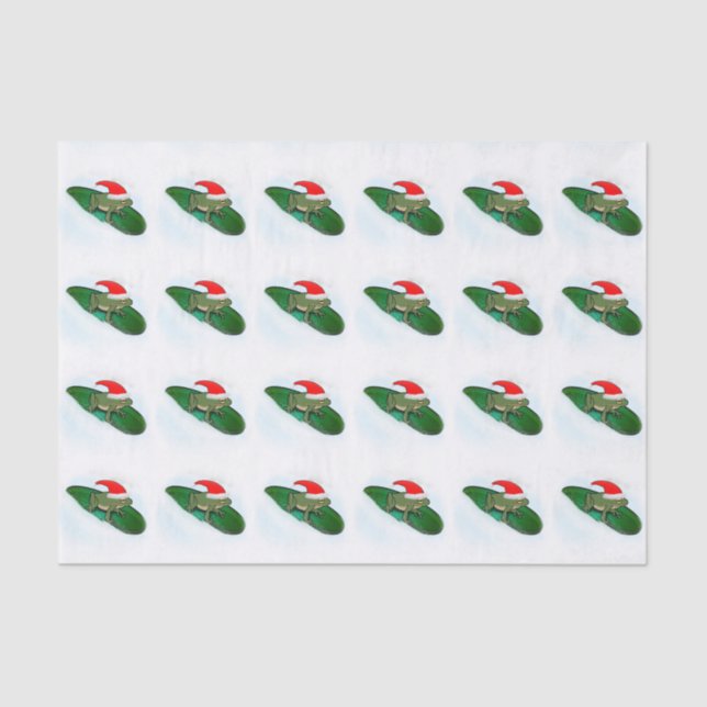 Papel De Seda Sapo Piscando a neve em uma almofada de lírio (Frente )