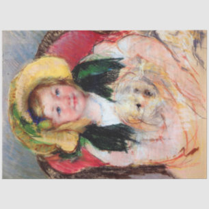 Papel De Seda Sara com seu cachorro, Cassatt
