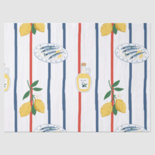 Papel De Seda Sardinhas e Limões Mediterrâneos Padrão