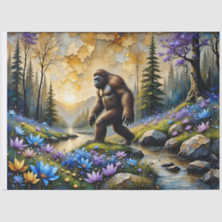 Papel De Seda  Sasquatch in Floral Mountain valley