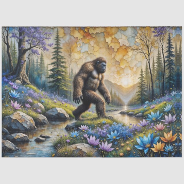 Papel De Seda  Sasquatch in Floral Mountain valley (Frente )