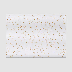 Papel De Seda Satin branco e pontos Dourados metálicos