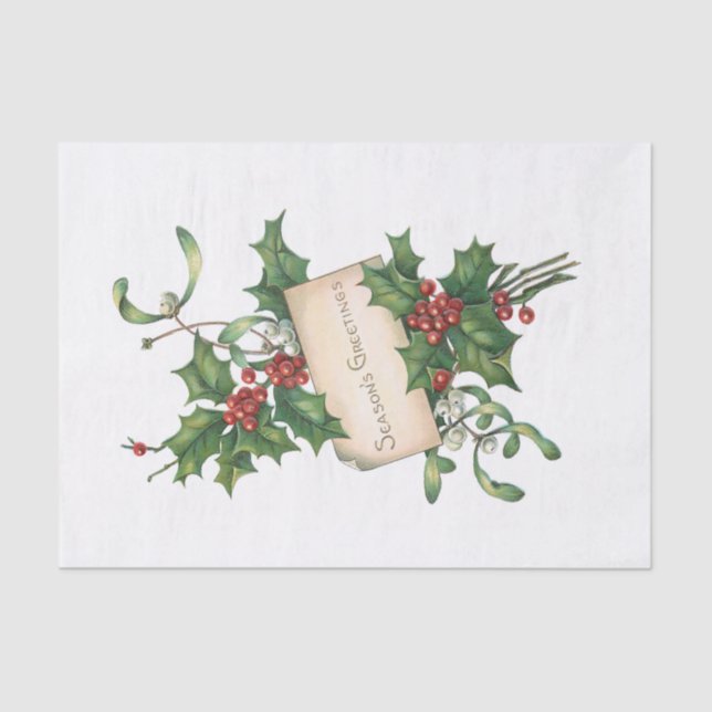 Papel De Seda Saudações de Holly e Mistletoe, Festivo Season (Frente )