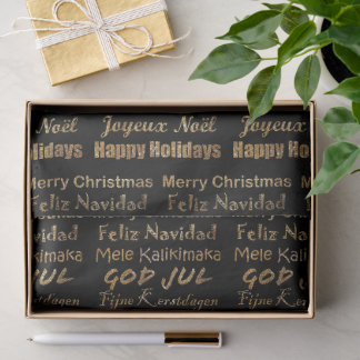 Papel De Seda Saudações de Natal com Brilho Dourado em Múltiplos