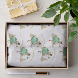 Papel De Seda Saudações de Natal da Senhora Vintage 1950