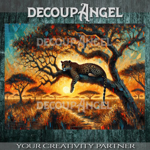 Papel De Seda Savannah Sunset Jaguar Decoupage