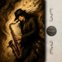 Saxofone Jazz Arte Decoupage Mal-humorado