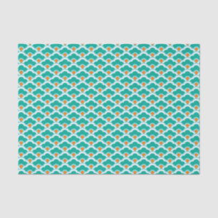 Papel De Seda Scallops, cerceta, Aqua e coral chineses de Deco