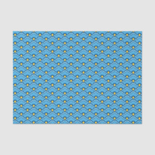Papel De Seda Scallops, turquesa e Aqua chineses de Deco