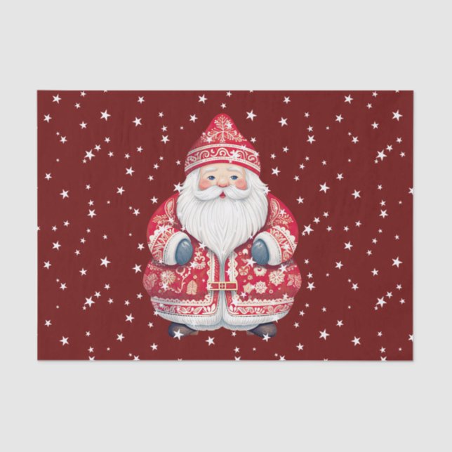 Papel De Seda Scandinavian Folk Santa Claus (Frente )