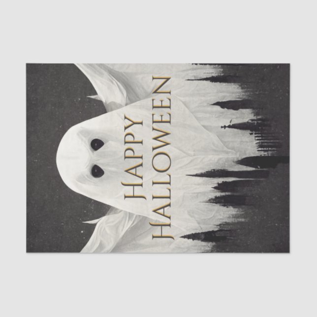 Papel De Seda Scary Ghost Happy Halloween (Frente )