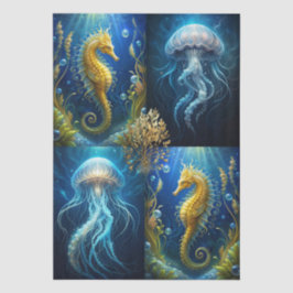 Papel De Seda Scenic Jellyfish, Seahorses & Seaweed Decoupage