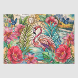 Papel De Seda Scenic Tropical Stained Glass Flamingo Decoupage
