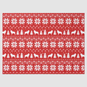Papel De Seda Schipperke Silhouettes Padrão de Natal Vermelho