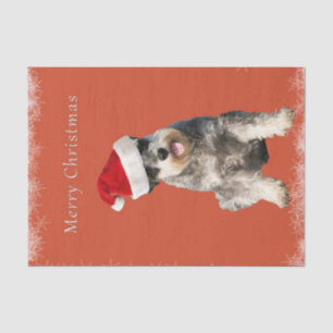 Papel De Seda Schnauzer com chapéu do Natal