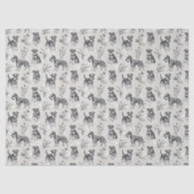 Schnauzer Miniatura Toile de Jouy Sépia Vintage