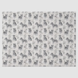 Papel De Seda Schnauzer Miniatura Toile de Jouy Sépia Vintage