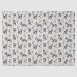 Papel De Seda Schnauzer Miniatura Toile de Jouy Sépia Vintage