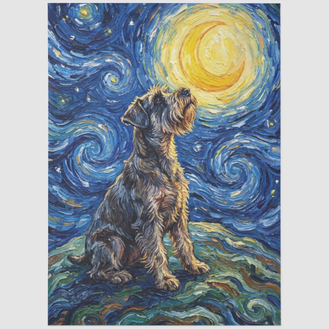 Papel De Seda Schnauzer Noite Estrelada Decoupage (Frente )