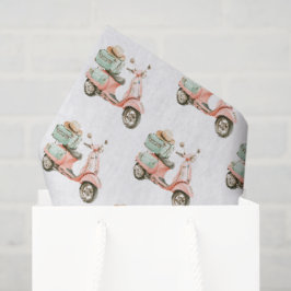 Papel De Seda Scooter Costeiro Rosa e Aqua Fofo