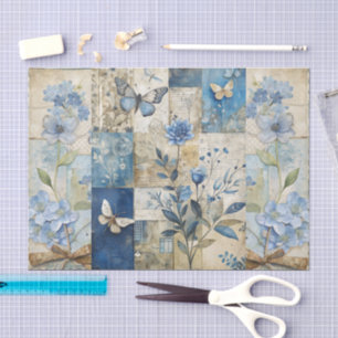 Papel De Seda Scrapbook de coloração azul inspirado na Vintage