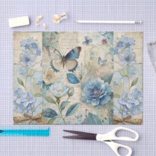 Papel De Seda Scrapbook de coloração azul inspirado na Vintage