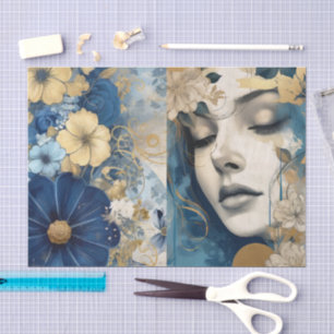 Papel De Seda Scrapbook de coloração azul inspirado na Vintage