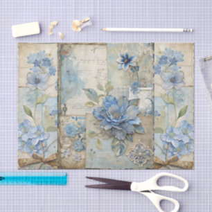 Papel De Seda Scrapbook de coloração azul inspirado na Vintage