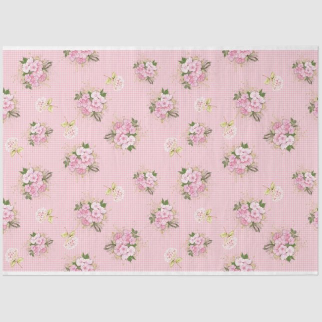 Papel De Seda Scrappy Pink Floral Series Design 7 (Frente )
