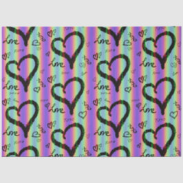 Papel De Seda Scribble Love Xoxo Heart Stripe Tissue Paper