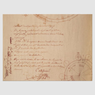 Papel De Seda Script Cursivo e Desenhos Mecânicos no Tom
