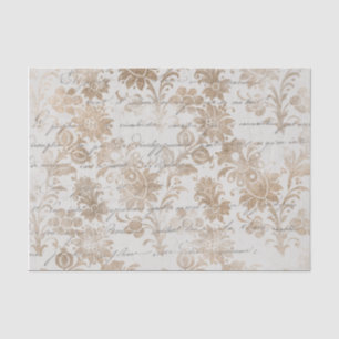 Papel De Seda Script Dourado Anterior do Damask