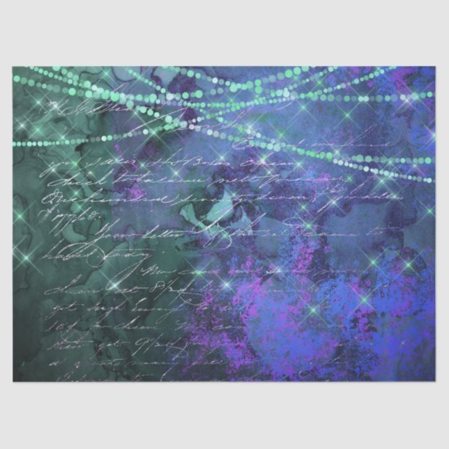 Papel De Seda Script e luzes na página de dissociação roxa e ver (Frente )