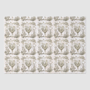 Papel De Seda Script Floral do Beige do Vintage Antiquado
